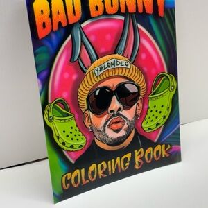 Bad Bunny 3D Effect Poster Coloring Book Style Wall Art 12x16